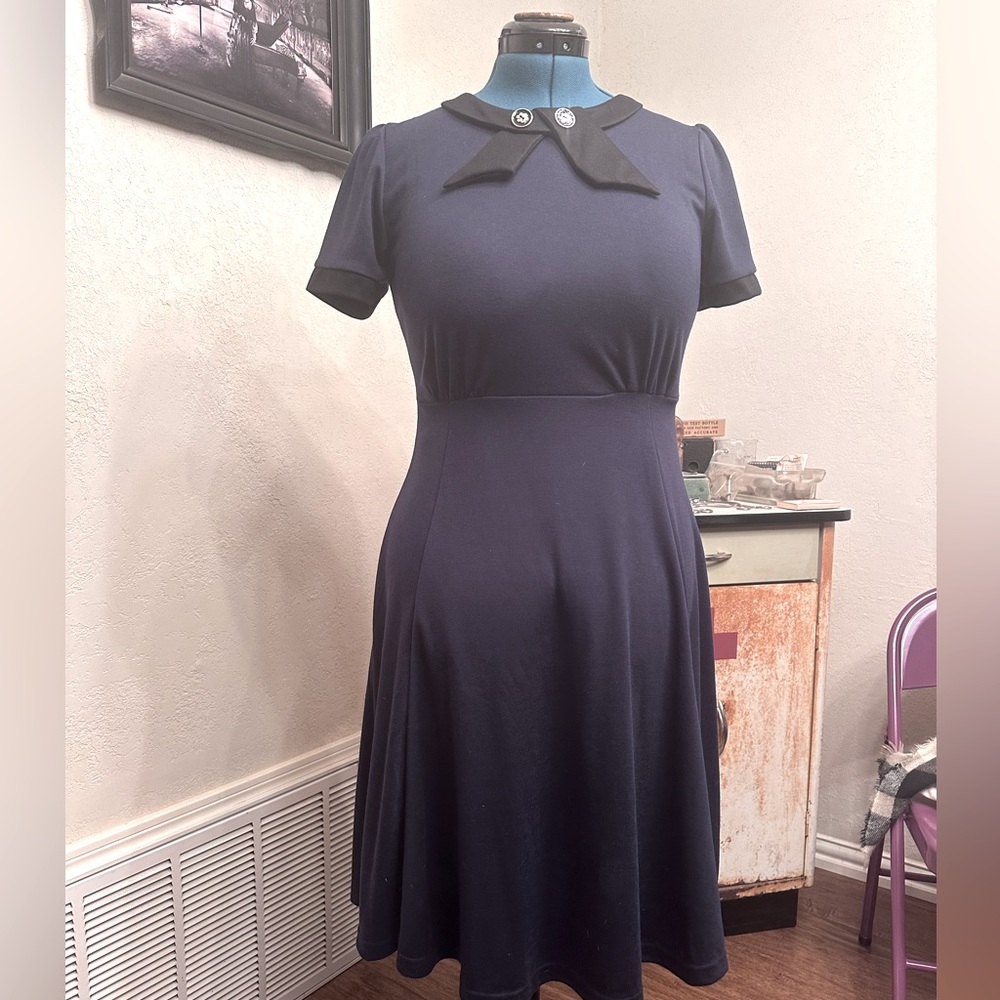 Blue Dress with Collar Details